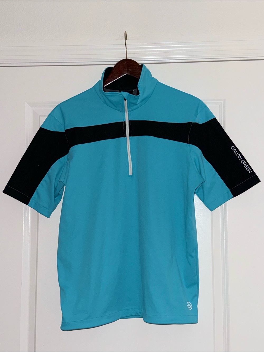 GALVIN GREEN Small Bay Half Zip Windstopper Vapor Blue Short Sleeve Golf Jacket